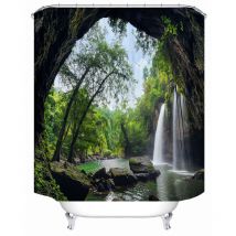 Groofoo - shining house Duschvorhangeinlage, Polyester 3D-Digitaldruck, 12 Haken, passend für verschiedene Stangen b 150 cm x h 180 cm