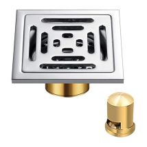 SHINING HOUSE Externer Bodenablauf, italienischer Duschsiphon, Desodorierungsmittel für Badezimmer und Duschraum, quadratisch, Messingfilter (10 10