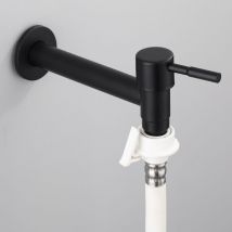 G1/2 Wandmontierter Kaltwasser-Wasserhahn, 304 Edelstahl-Mischbatterie, Kaltwasserhahn, Badezimmer, Garten-Wasserhahn, schwarzer Wasserhahn für