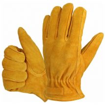 Shining House - Gardening Gloves Cowhide Work Gloves, Breathable Flexible Leather Work Gloves for Men Women, Heavy Duty Rigging Gloves for Gardening