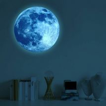 Shining House - Glow-in-the-Dark Moon Wall Stickers, Luminous Fluorescent Sticker for Bedroom, Living Room, Children's Room 30 cm (Blu Ray)