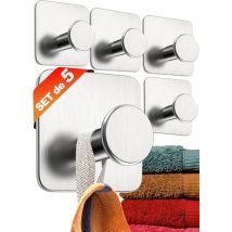 Shining House - Handtuchhaken Handtuchhalter ohne Bohren 5er-Set - Moderne Badezimmer-Handtuchhaken - Wandklebehaken aus Edelstahl, 4,5 4,5 cm