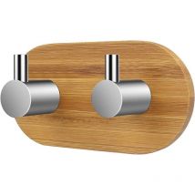 Shining House - Klebehaken, Wandhaken für Badezimmer, Handtuchhalter, Haken, Küche, Schlafzimmer, Stockhaken, Bambus und Edelstahl