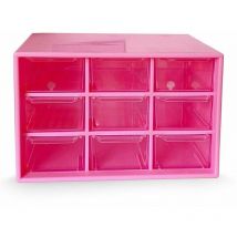 Kunststoff-Aufbewahrungsbox für Materialaufbewahrung mit 9 Schubladen und Wandhalterung für Bastelschrank, Pink – Pink - Shining House