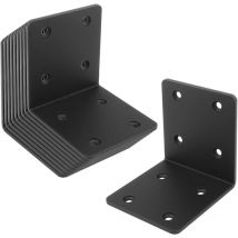 Lot de 10 Equerre de fixation, 70x70x50mm, épaisseur 2mm, cornières équerres métalliques, supports noirs en angle perforé en acie - Shining House