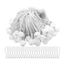 SHINING HOUSE Lot de 50 tendeurs élastiques blancs avec boules tendeurs élastiques pour tentes, tentes, banderoles et bâches