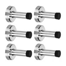 Shining House - Lot de 6 butées de porte en acier inoxydable, butées murales avec butées en caoutchouc, protection murale, butées de porte à ressort