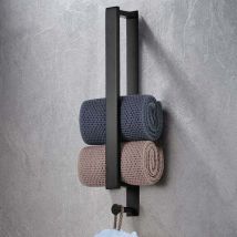 Meuble de salle de bain, porte serviette sans perçage porte serviette inox porte serviette de bain autocollant porte serviette invité 40 cm (noir)