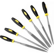 Shining House - Nadelfeilen-Set, 6 Stück, mit Metallgriff, 4 x 160 mm, kleine Metallfeilen: flach, flach, quadratisch, dreieckig, rund, halbrund für