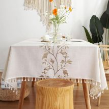 Nappe Carree Anti Tache Nappe Coton et Lin Lavable Nappe Tissu Tassel Style pour la Décoration des Tables dans Les Restaurants, Les Extérieurs et Les