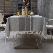 Nappe Exterieur Rectangulaire Anti Tache Nappe Lavable Tissu Nappe Table a Manger Nappe Cuisine Nappe Picnic Nappe Design Pompon Décoration De