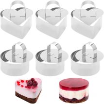 Shining House - Pieces Pastry Circle, Round Cookie Cutters with Pusher, Tartlet Molds, Mousse Mold for Dessert Cake in Stainless Steel