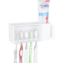 Porte-Brosse à Dents Autocollant Multifonctionnel, Porte-Brosse à Dents Mural avec Couvercle, Boîte de Rangement de Dentifrice et Brosse à Dents pour
