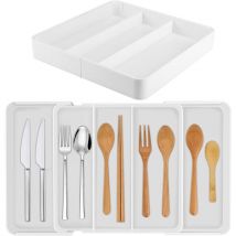 Range Couverts Extensible, Range Couverts pour Tiroir avec Design à Encoche, Rangement Couverts Utilisé pour Ranger Fourchettes, Couteaux et Autres