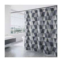Rideau de douche, rideau de douche 180x200 cm, rideau de douche polyester lavable en machine, rideau de douche salle de bain, motif triangle