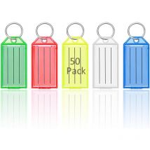 Shining House - Schlüsselanhänger-Tag, Schlüsselanhänger, 50 Stück, 5 Farben, Schlüsselanhänger-Papieranhänger mit leeren Tags für