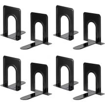 Shining House - Set mit 4 Paar robusten Buchstützen für Regale, rutschfeste Unterseite, schwarz, ideal für Bibliothek, Büro, Zuhause, Schule usw.