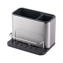 Shining House - Sink Storage, Stainless Steel Kitchen Sink Sponge Holder, Sponge Holder with Drip Tray, Kitchen Utensil Holder Removable Kitchen