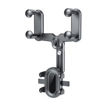 Soporte para teléfono con espejo retrovisor, soporte para teléfono para automóvil, soporte retráctil multifuncional de 360°, flexible y giratorio