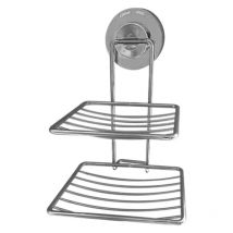 Shining House - Stainless Steel No Drilling Soap Dish for Shower with Suction Cup, Double Layer Shower Soap Holder, Soap Dish, Soap Basket for
