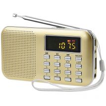 Shining House - Tragbares Radio, UKW-AM-Radio, Batterien und Netz, MP3, Lautsprecher, TF-Karte/USB-Unterstützung, Taschenlampe, geeignet (Gold)