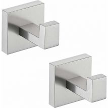 SHINING HOUSE Wall Hook Towel Holder Bathroom Wall Mounted Hooks SUS304 Stainless Steel Coat Hook Holder for Kitchen Hanger 2 Pieces Brushed