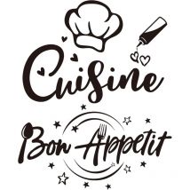 Shining House - Wall Stickers French Text Sticker Kitchen and Bon Appetit Quote Restaurant Dining Room Decoration Home Decal Wall Sticker diy