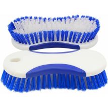 Lot de 2 brosses à récurer - En plastique - Avec poils denses - Brosse de nettoyage pour sol, tapis, carrelage, salle de bains