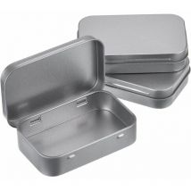 Lot de 3 boîtes de rangement vides à charnières rectangulaires en métal argenté Mini boîte de rangement portable Petite boîte de rangement
