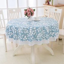 Nappe Toile cirée pvc Ronde,avec Motif Floral et Dentelle,Nappe Ronde Anti Tache Impermeable Nappe de Table Toile Cirée de Salle à Manger,pour Salle