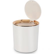 Poubelle de Table avec Couvercle,Mini Poubelle Plastique,Petite Poubelle pour Cuisine,Chambre,Salle de Bain,Bureau,14.315cm (Blanc)