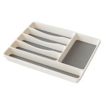 Range-couverts en matière plastique 6 compartiments Rangement tiroir Cuisine 5 x 33.5 x 41 cm,couche antidérapante,blanc/ anthracite