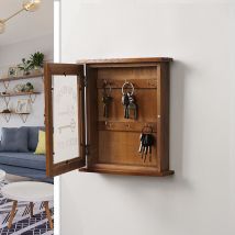 Rétro En Bois Tenture Murale Boîte De Rangement Clés Maison Rustique Porte Suspendue ,ancienne couleur