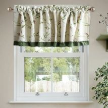 Rideau Brise-Bise en Coton et Lin Rideau Court de Motif Floral pour Petit Fenêtre Décoration pour Placard et Café 130 x 60cm