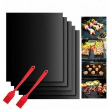 Tapis de Cuisson Barbecue,5 PcsTapis Barbecue Set-40x33cm,feuille de cuisson reutilisable,feuille teflon,pour Barbecue à Gaz,électriques et Charbon