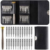 Tournevis Précision Mini 25 en 1 Kit, Kit de Tournevis 25 pièces Outils de Réparation, Set avec étui en Cuir, Tournevis Outils de Réparation