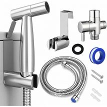 Vaporisateur de Toilette Douchette à Main Bidet en Acier Inoxydable - avec Vanne 3 voies parfait pour Hygiène personnelle, Soins de nettoyage