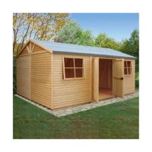 Shiplap Mammoth Loglap 12 x 18 Feet Shed Double Door with Two Opening Window