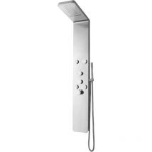 Columna de Ducha shiva Plateada con 4 Jets Ajustables, Cascada y Estructura Blanca