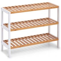 Zeller - Shoe Rack with 3 shelves, bamboo/MDF, white