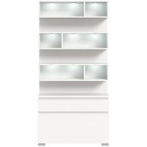 Shoelove meuble à chaussures bibliothèque 1 claquement de porte, 1 tiroir, tablettes avec lumière blanc.