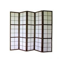 Shoji Biombo japonés de madera negro 5 paneles