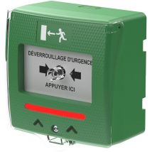 Déclencheur manuel shok vert 2 contacts buzzer led Sewosy SHOKV3FR