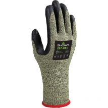 Cut Resistant Gloves, Nitrile Coated, Green/Black, Size 6 - Showa