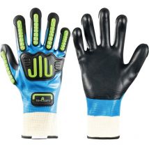 Showa Impact Resistant Gloves, Nitrile Coated, Blue/Black/Green, Size 9