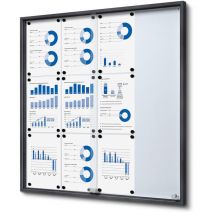 Showdown Displays - Abschließbarer Schaukasten slim für Innen mit Schiebetüren - 12x din A4 - Anthrazit