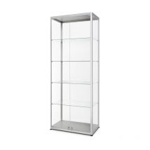 Showdown Displays - Glasvitrine 800x2000x400 silber vorne verriegeln