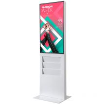 Showdown Displays - Smart Line Digitale Infostele Regal - 6x din A4 - mit Samsung-Bildschirm - 43 Zoll - Weiß