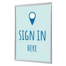 Showdown Displays - Showdown Klapprahmen - din A4 - Komplett-Set - Sign In Here Englisch - Blau/Silber