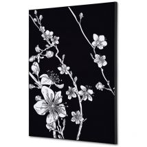 Showdown Displays - Showdown Spannstoff Wanddekoration - din A2 - Japanische Kirschblüte Schwarz - Schwarzer Rahmen